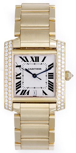 cartier tank francaise 18k gold diamond watch