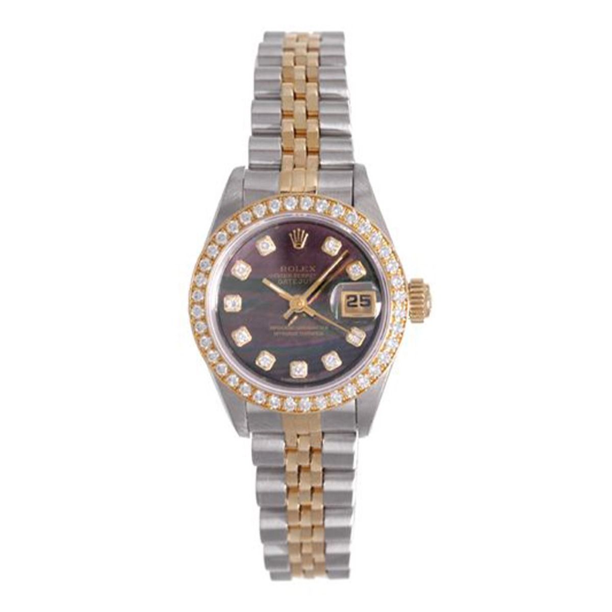 rolex datejust black mother of pearl
