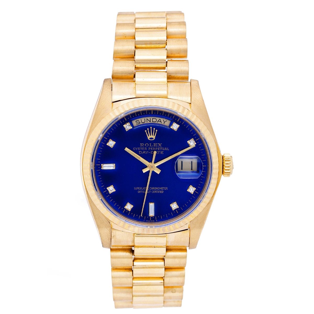 rolex gold watch blue face