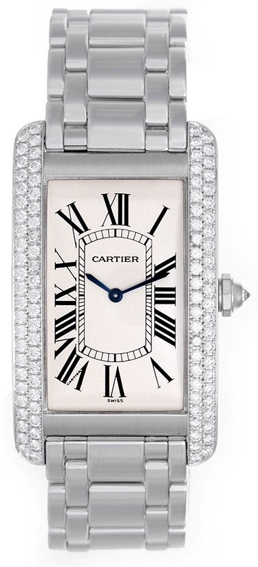 cartier tank watch with diamonds