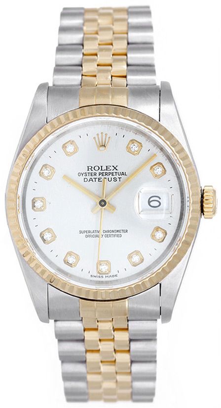 rolex gold and silver diamond watch