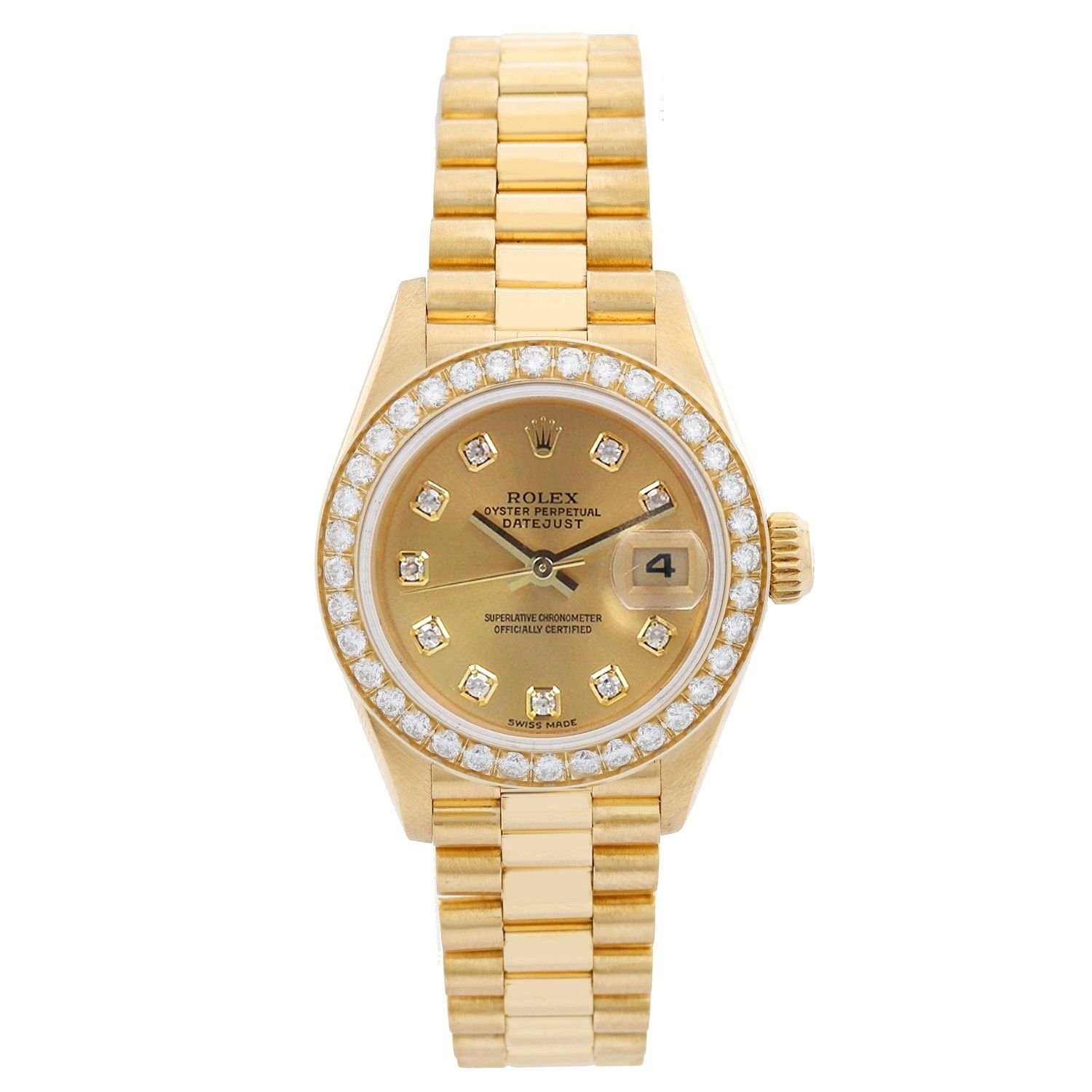 Rolex President 18k Gold Champagne Diamond Dial 79178