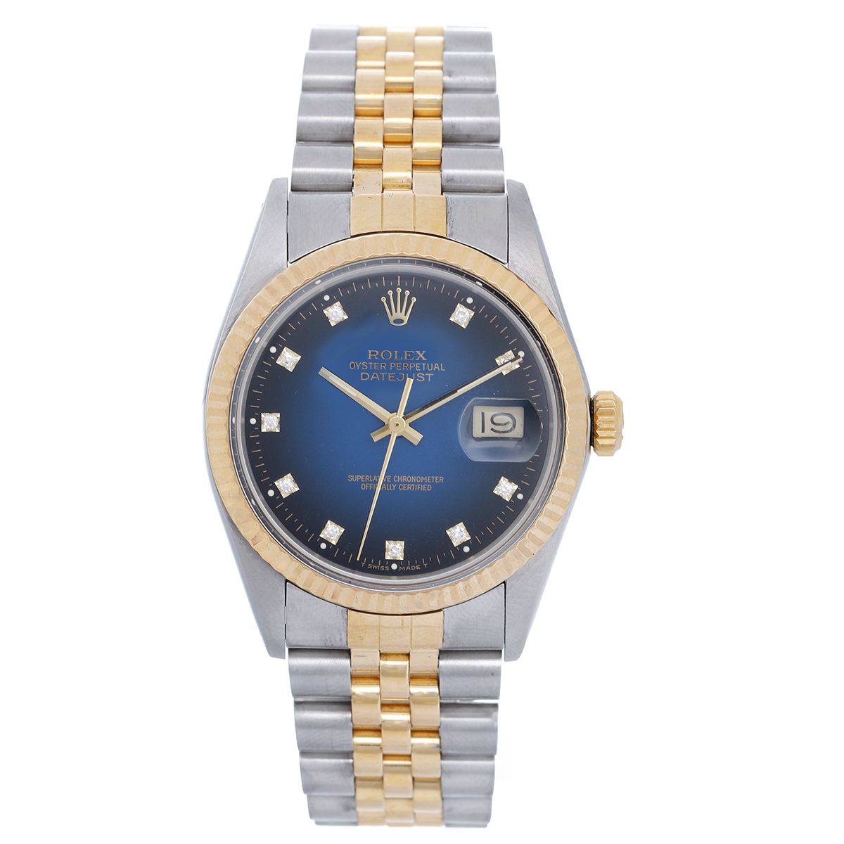 sendt uudgrundelig Kantine Men's Rolex Datejust 2-Tone Blue Diamond Dial Watch 16013