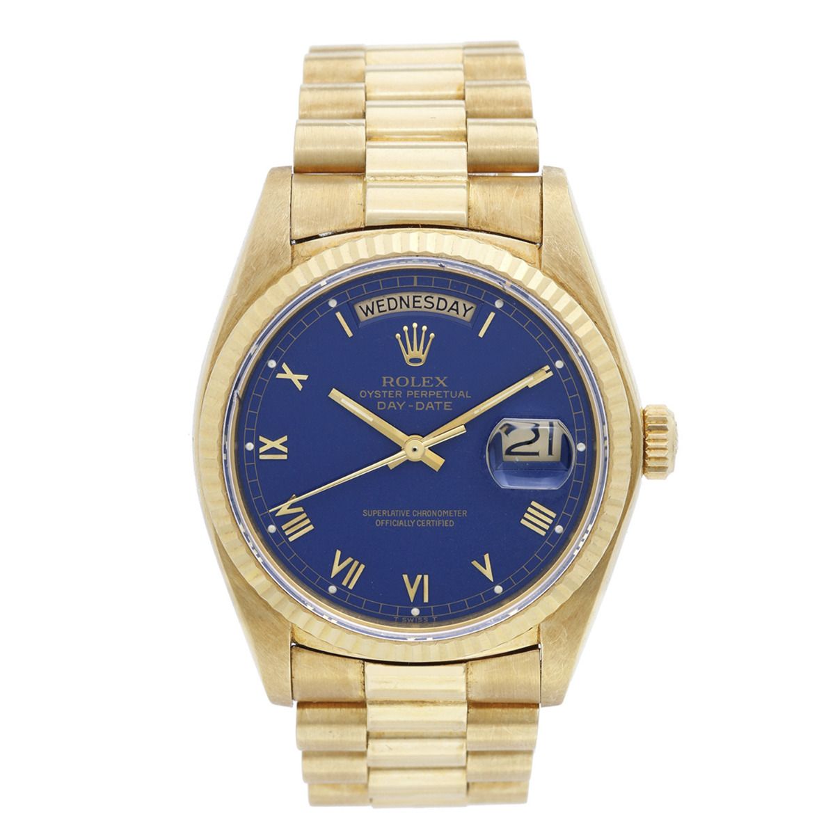 18k Gold Watch 18038 Blue Dial