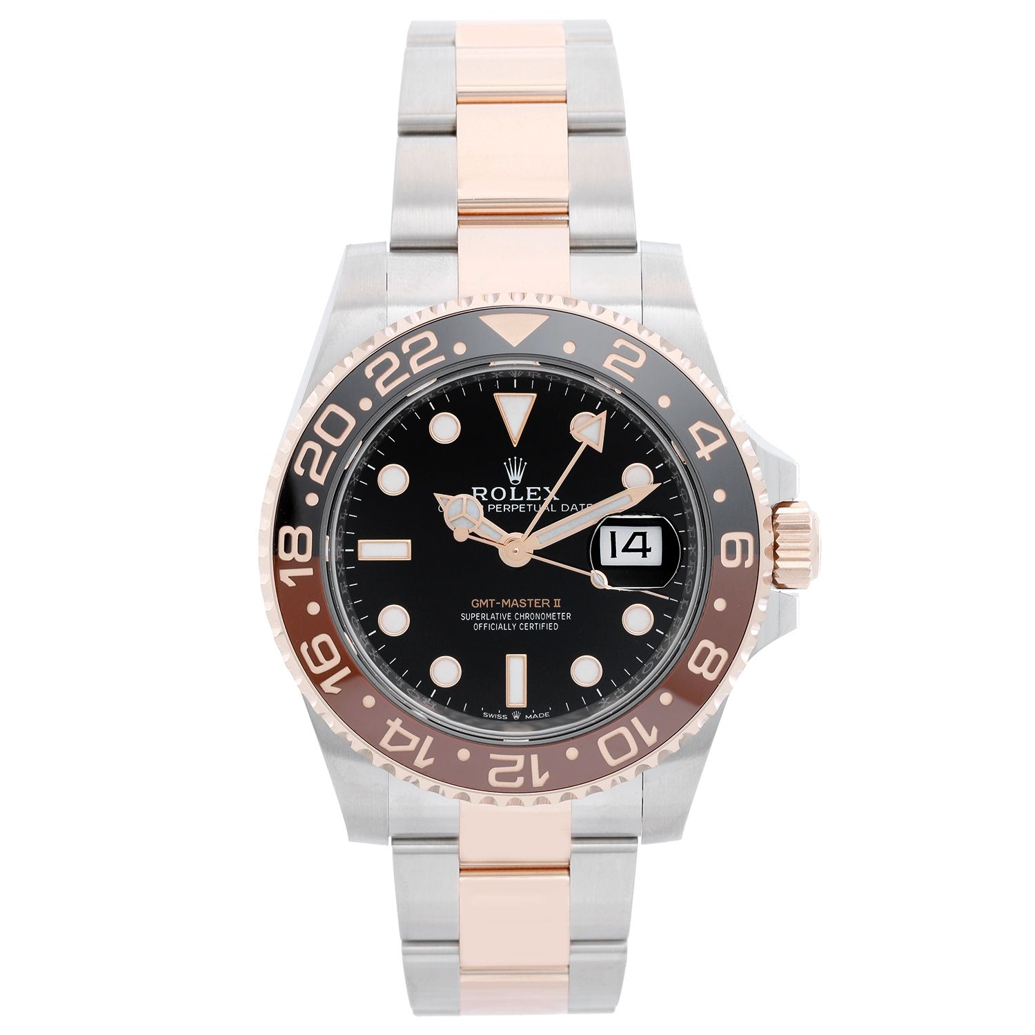 Rolex Gmt Master Ii Men S Rose Gold And Stainless Steel Rootbeer Watch 126711