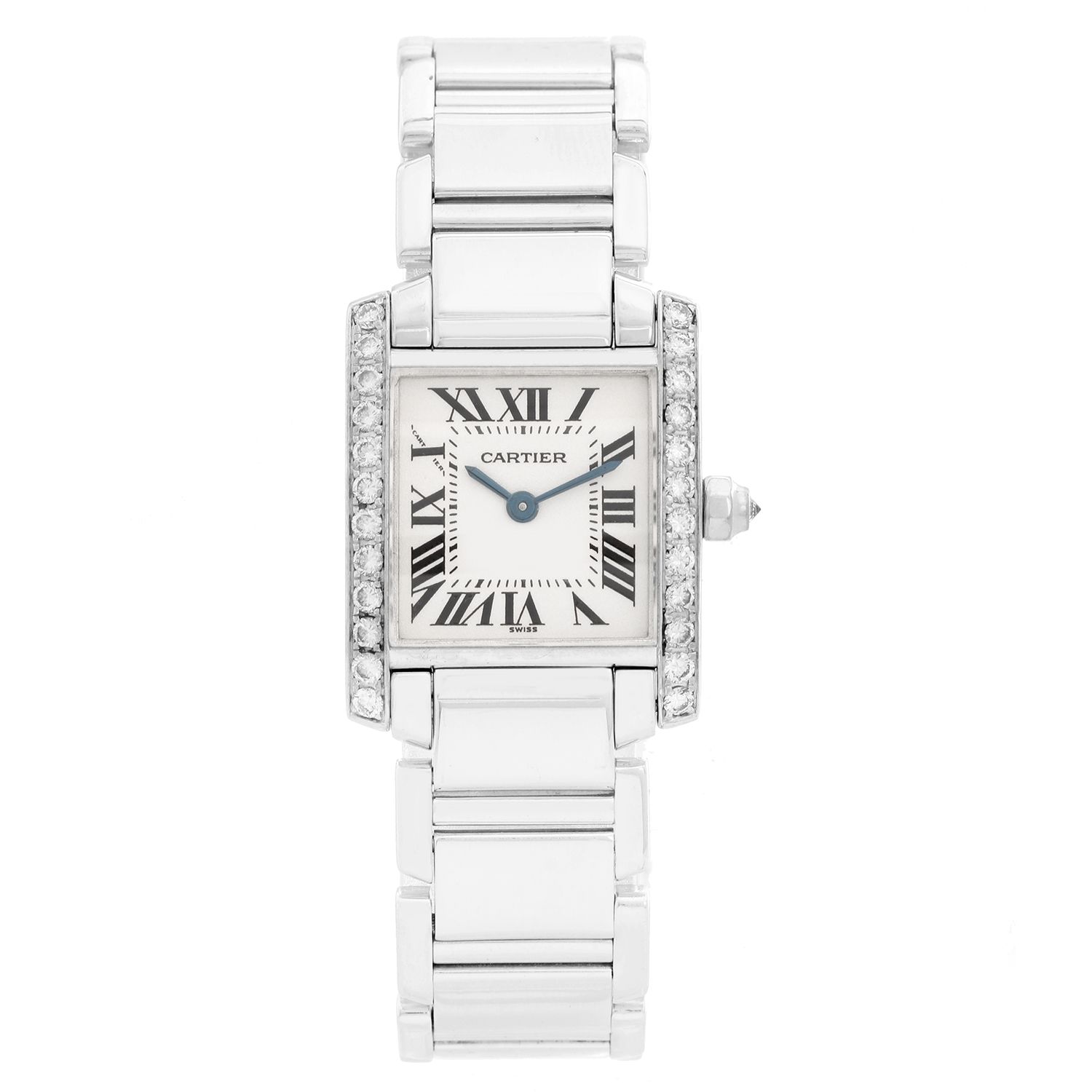cartier tank francaise 18kt white gold diamond ladies watch we1002s3