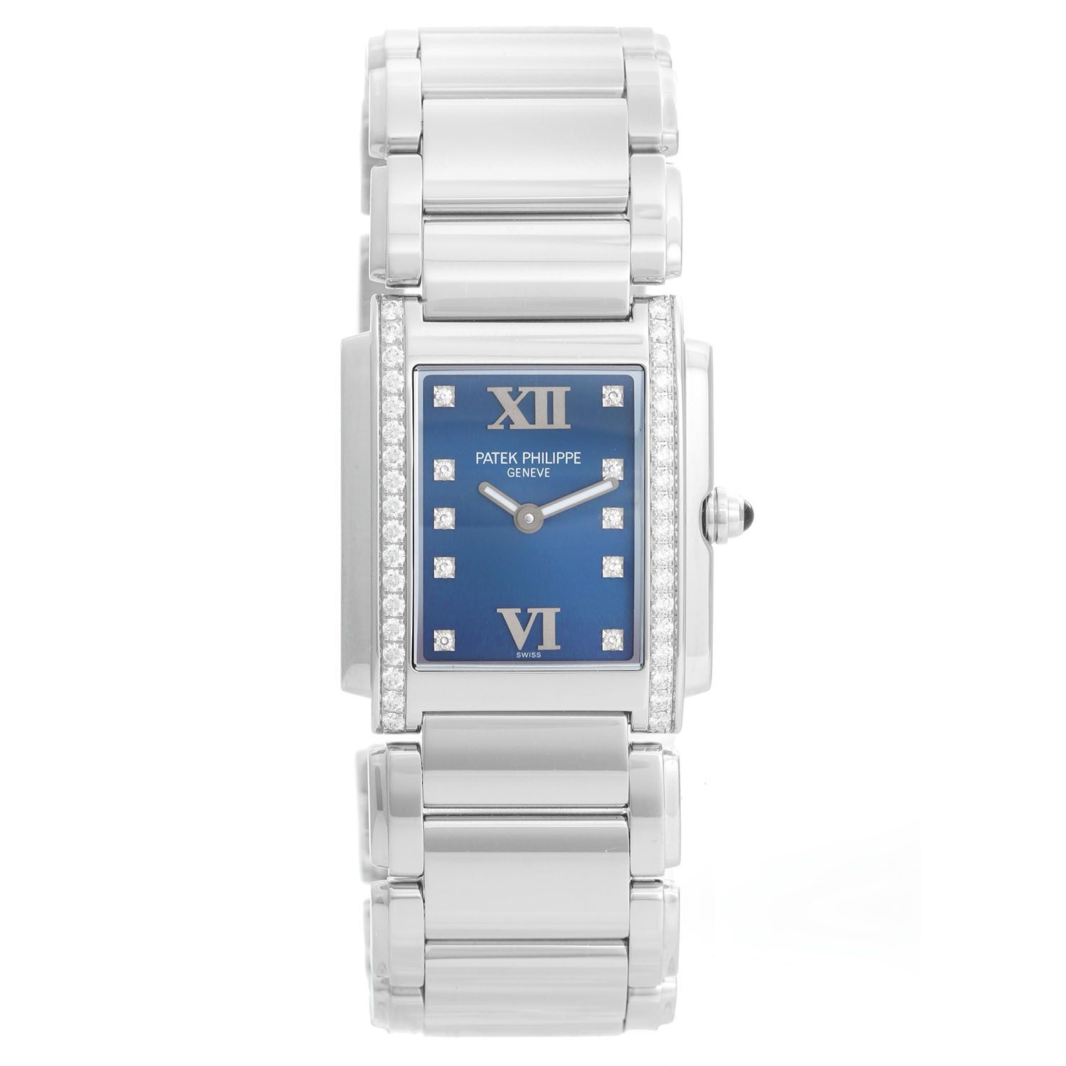 Ladies Patek Philippe Twenty-4 Watch Stainless Steel Blue Dial Watch 4910