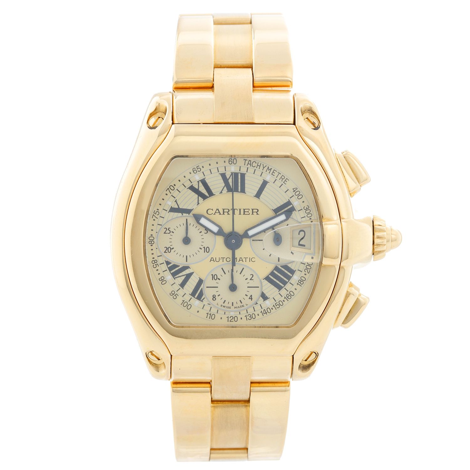 cartier roadster 18kt yellow gold chronograph xl mens watch w62021y2