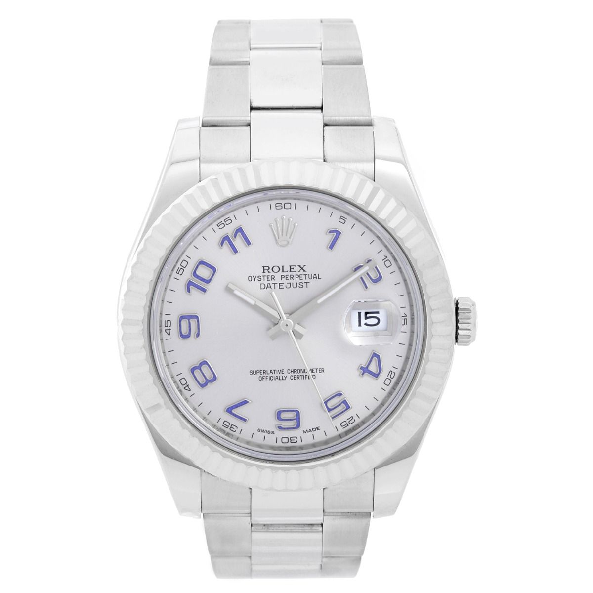 Fejde Smag Imidlertid Rolex Datejust II 41mm Watch Silver/Blue Arabic Dial 116334