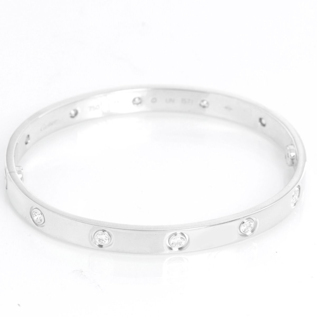 Cartier 18k White Gold Diamonds Love Bracelet Size 19