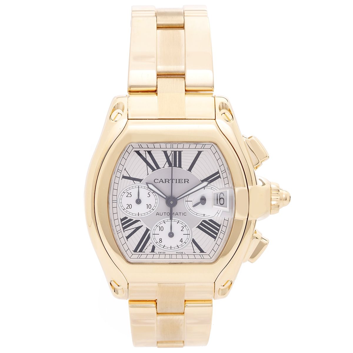 cartier men's roadster chronograph in all 18k yellow gold