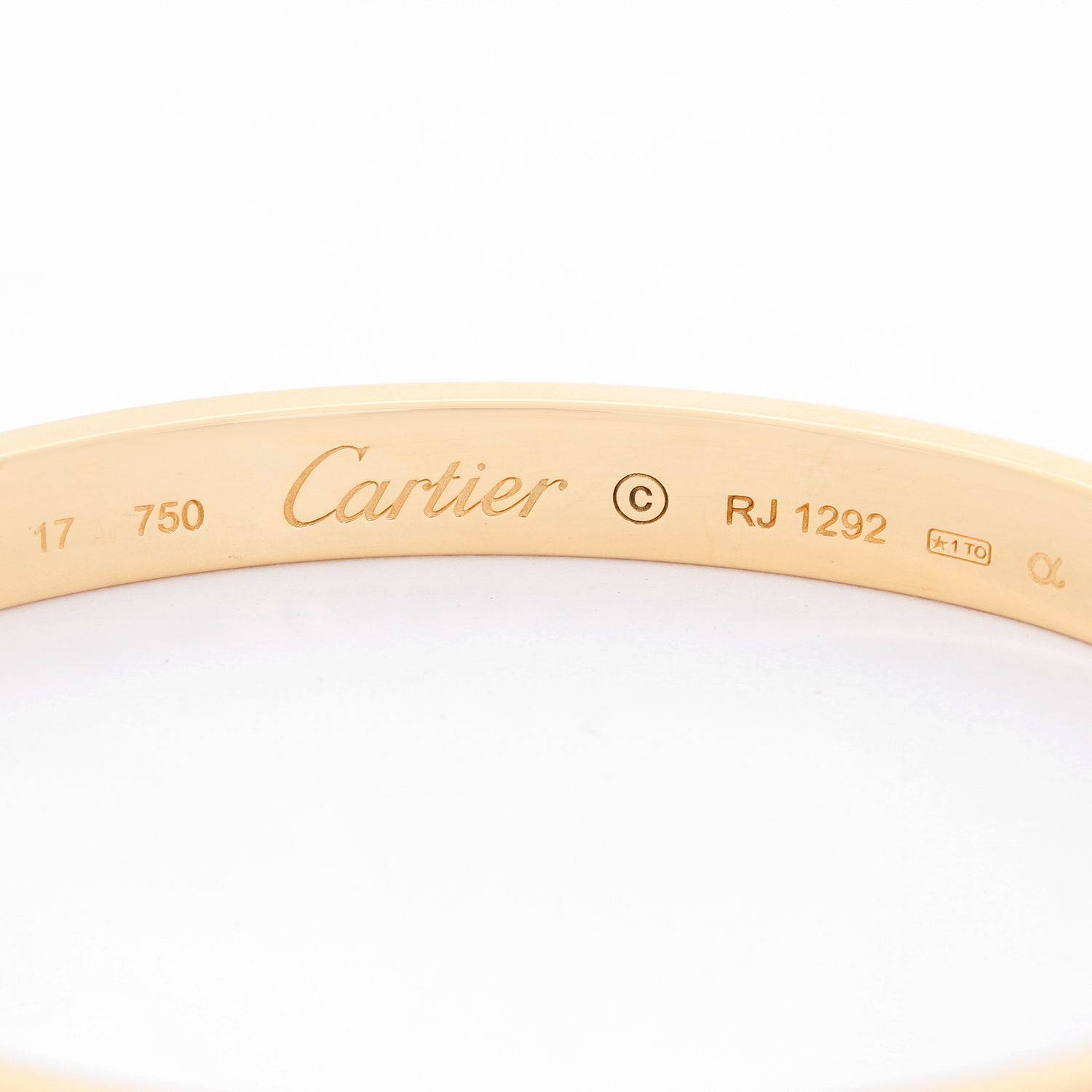 Cartier Love Bracelet 18k Yellow Gold Size 17 With Screwdriver
