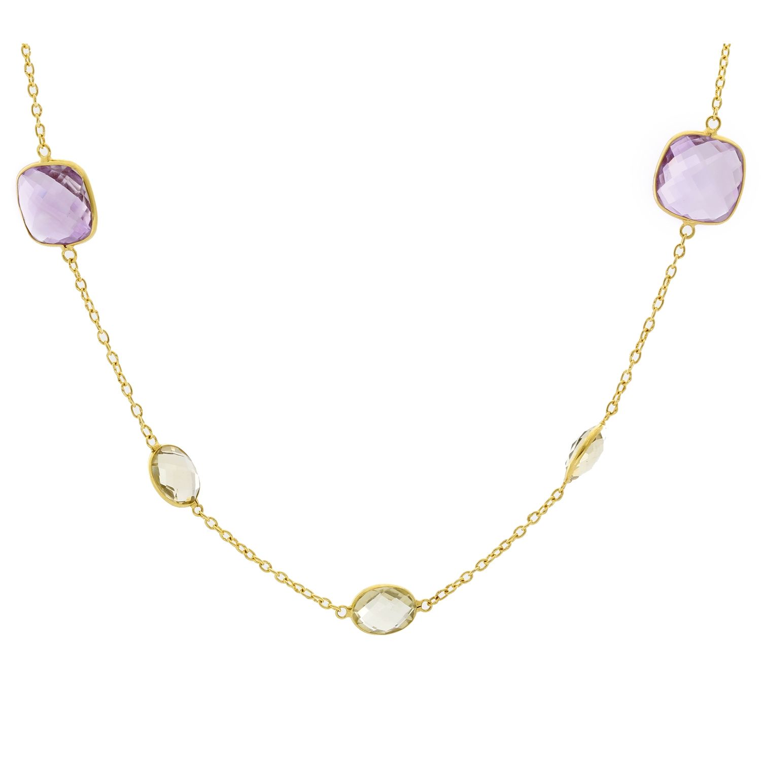 18K Yellow Gold Amethyst Necklace