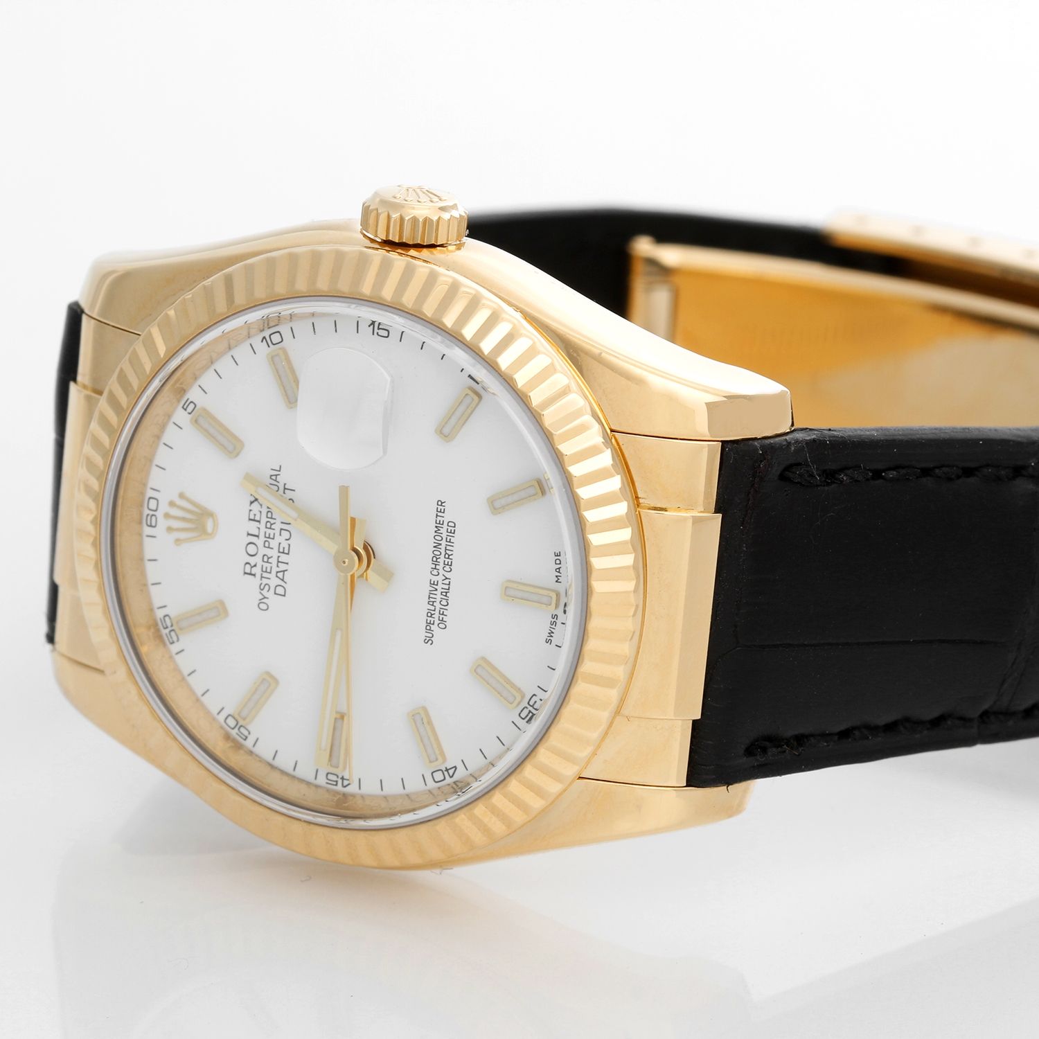 rolex datejust gold leather strap