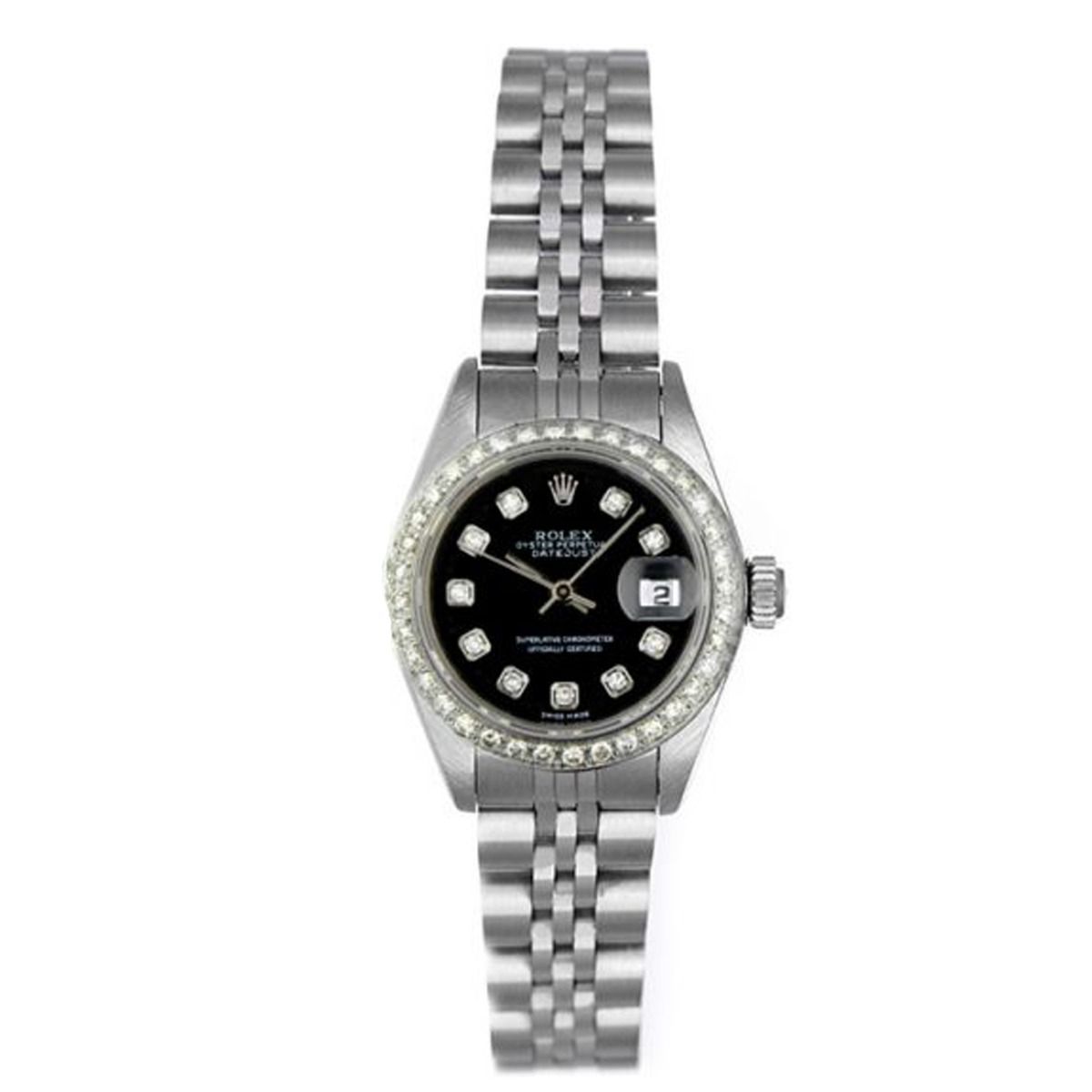 Rolex Ladies Diamond Datejust Stainless Steel Watch 69174