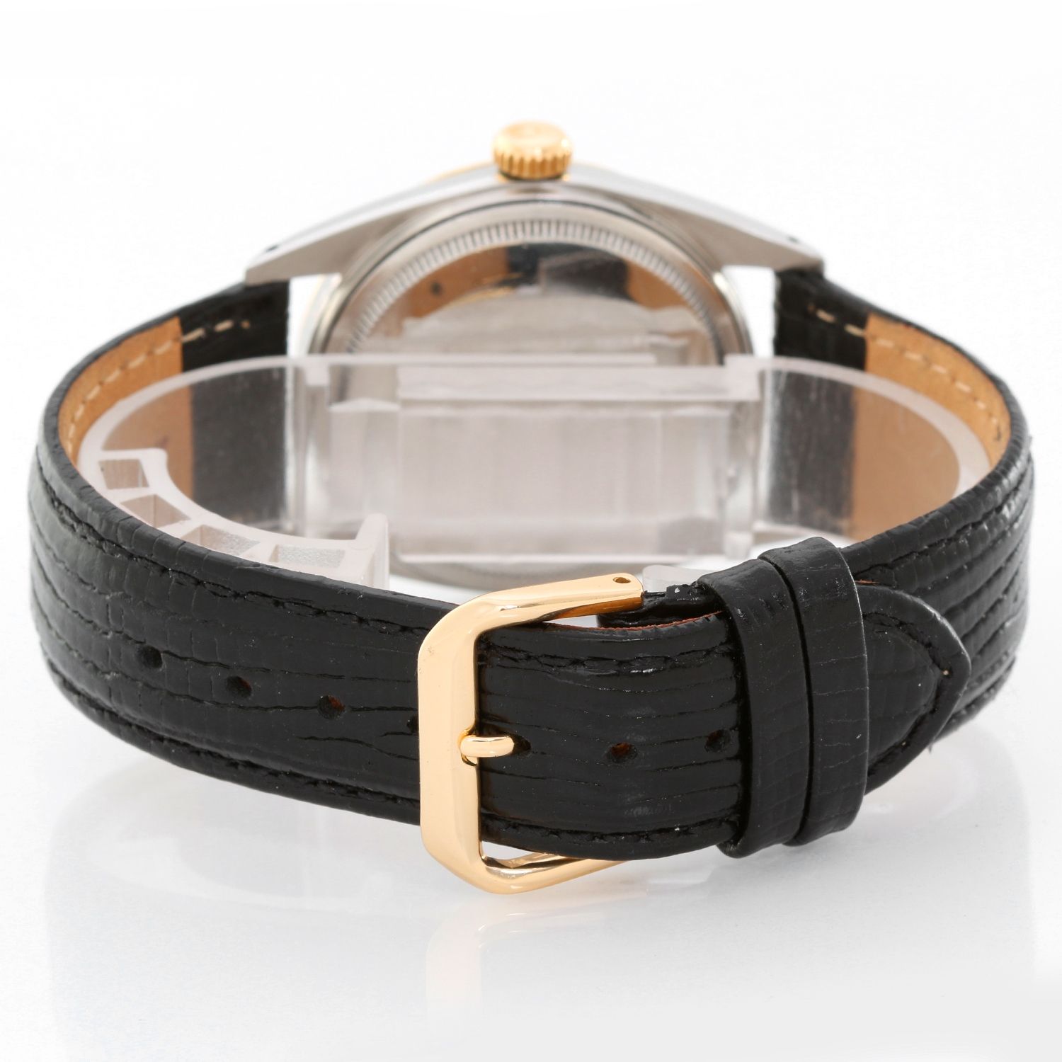 rolex datejust two tone leather strap