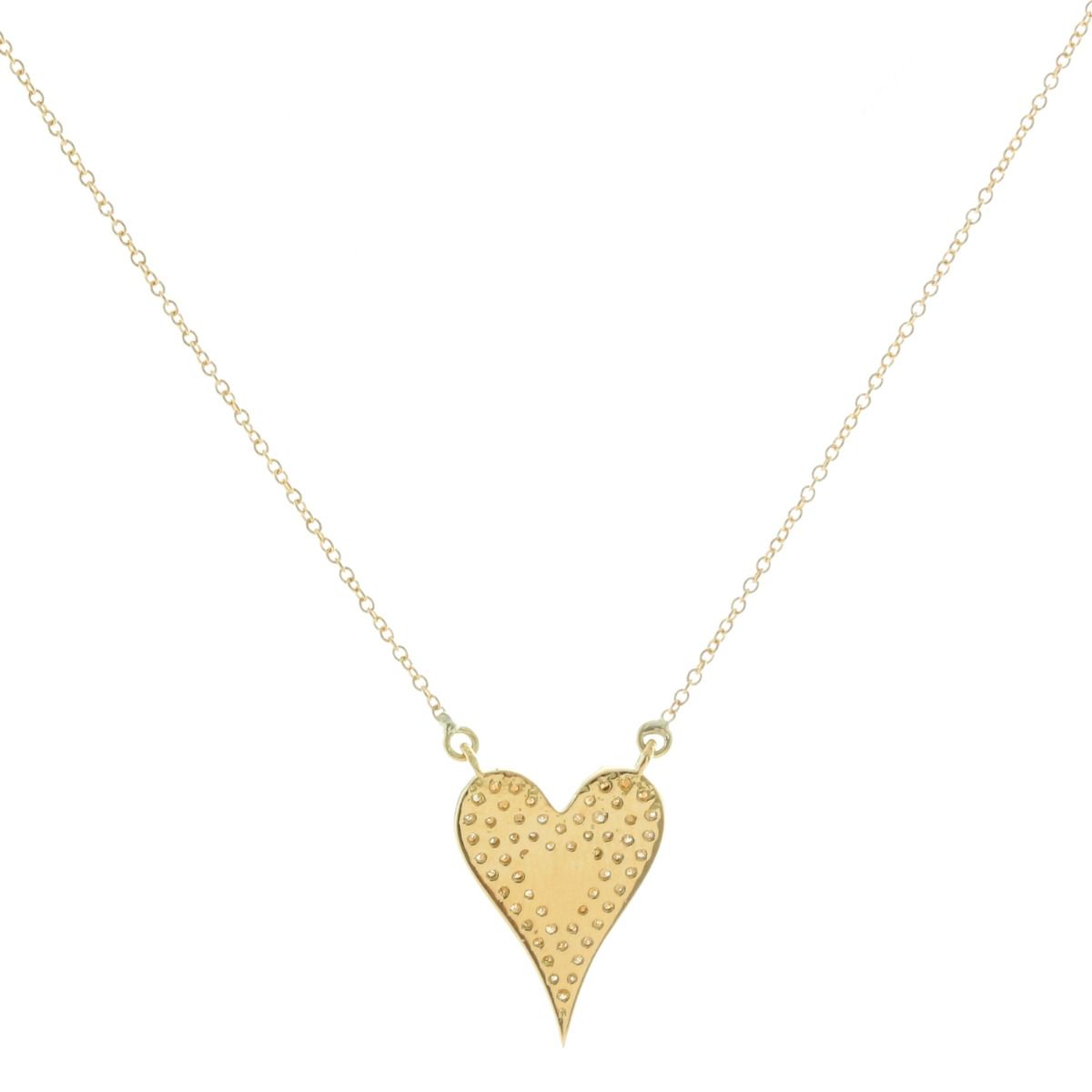 18K Yellow Gold Diamond Heart Necklace