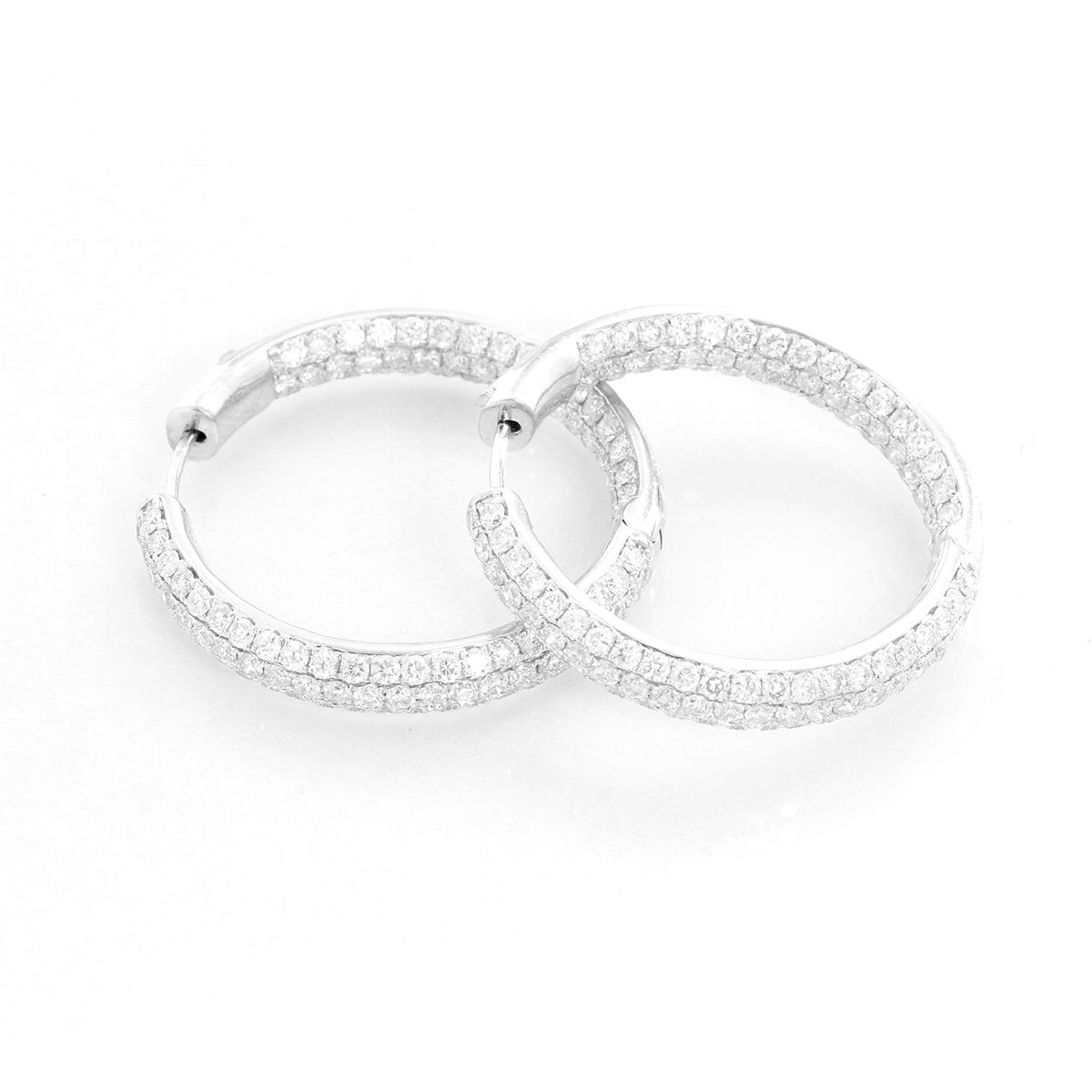 Beautiful 14k White Gold Inside Out Diamond Hoop Earrings