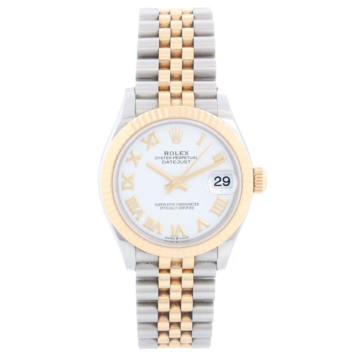 rolex datejust two tone leather strap