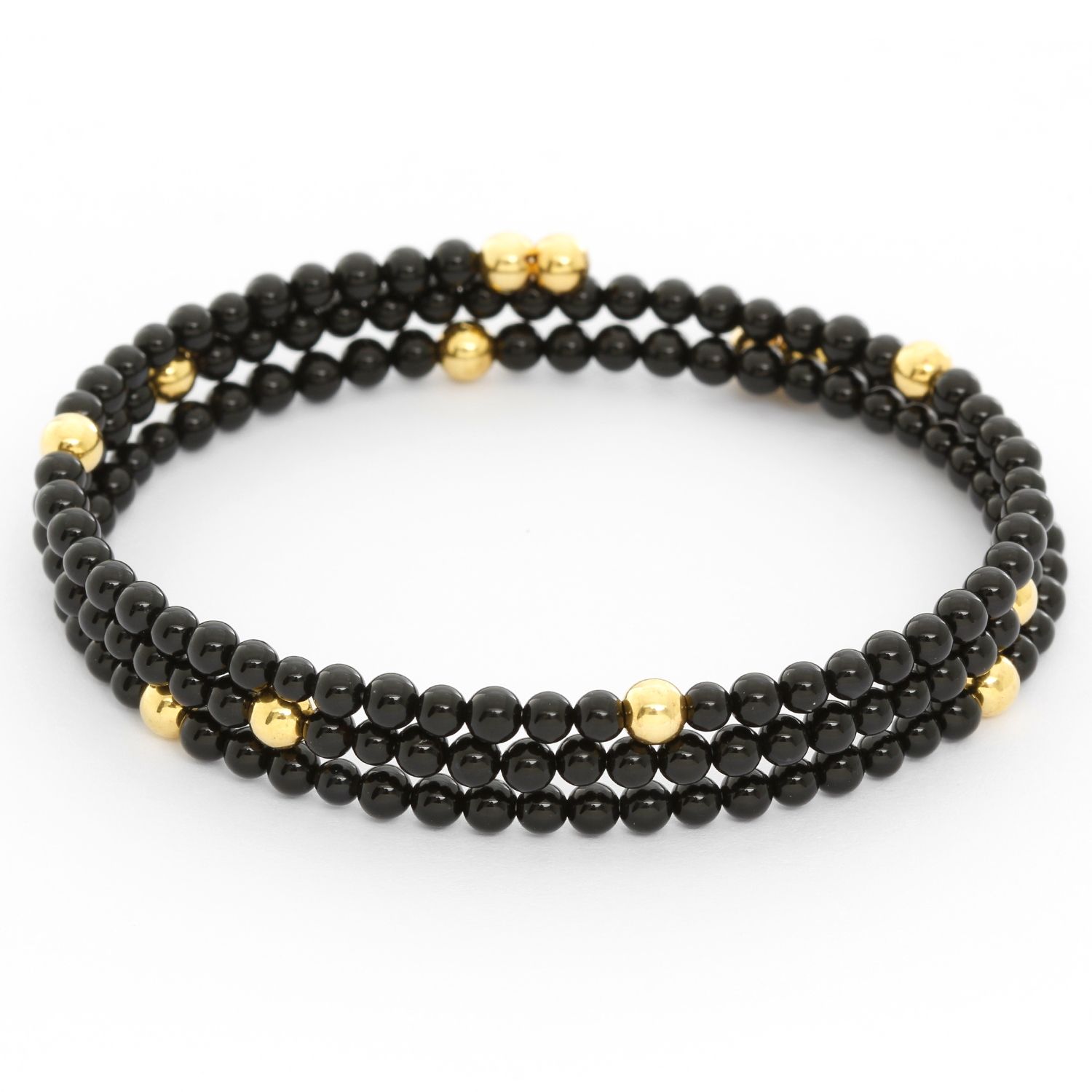 Black Onyx Beaded Bangle Bracelet