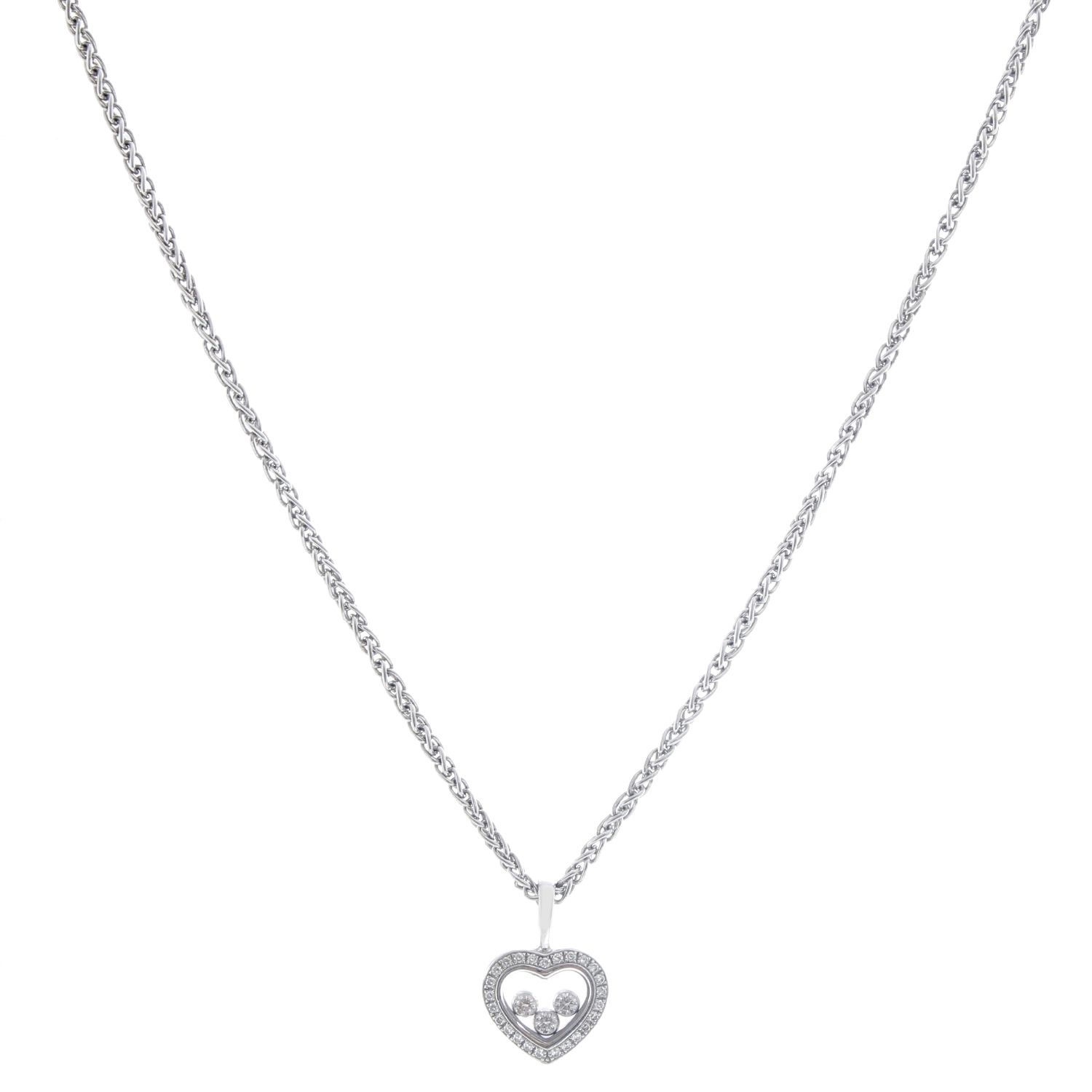 Chopard White Gold Floating Diamond Heart Necklace