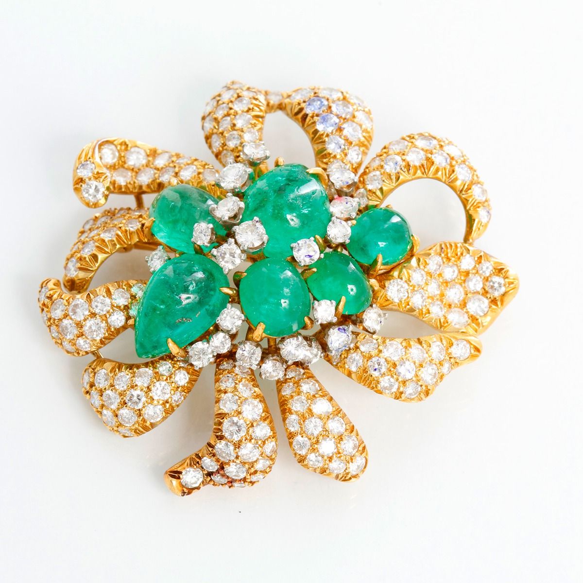 Julius Cohen Emerald and Diamond Estate Pin