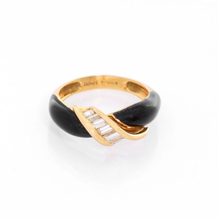 black enamel diamond ring