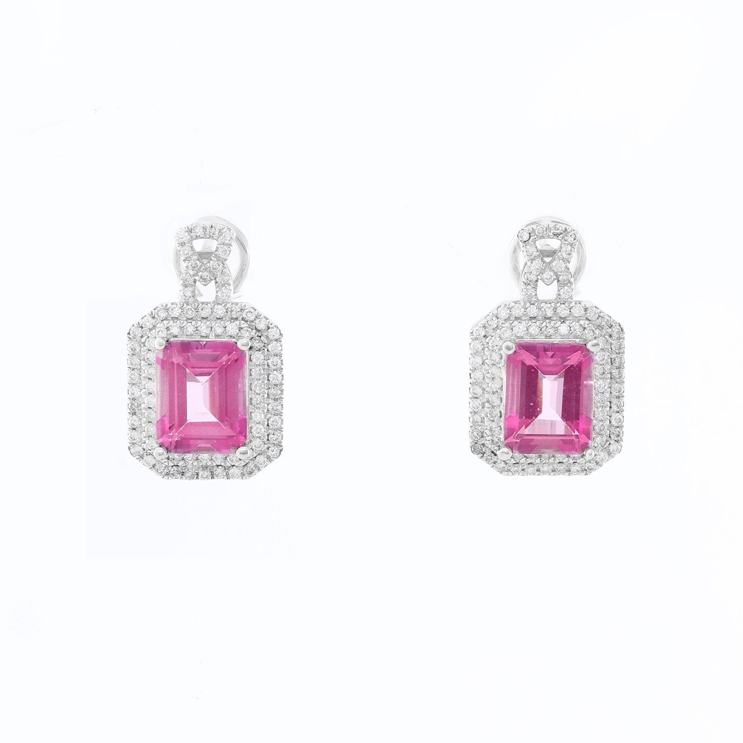 Details about   3.97 Carat 14K Solid White Gold Chandelier Earrings Diamond Pink Topaz 