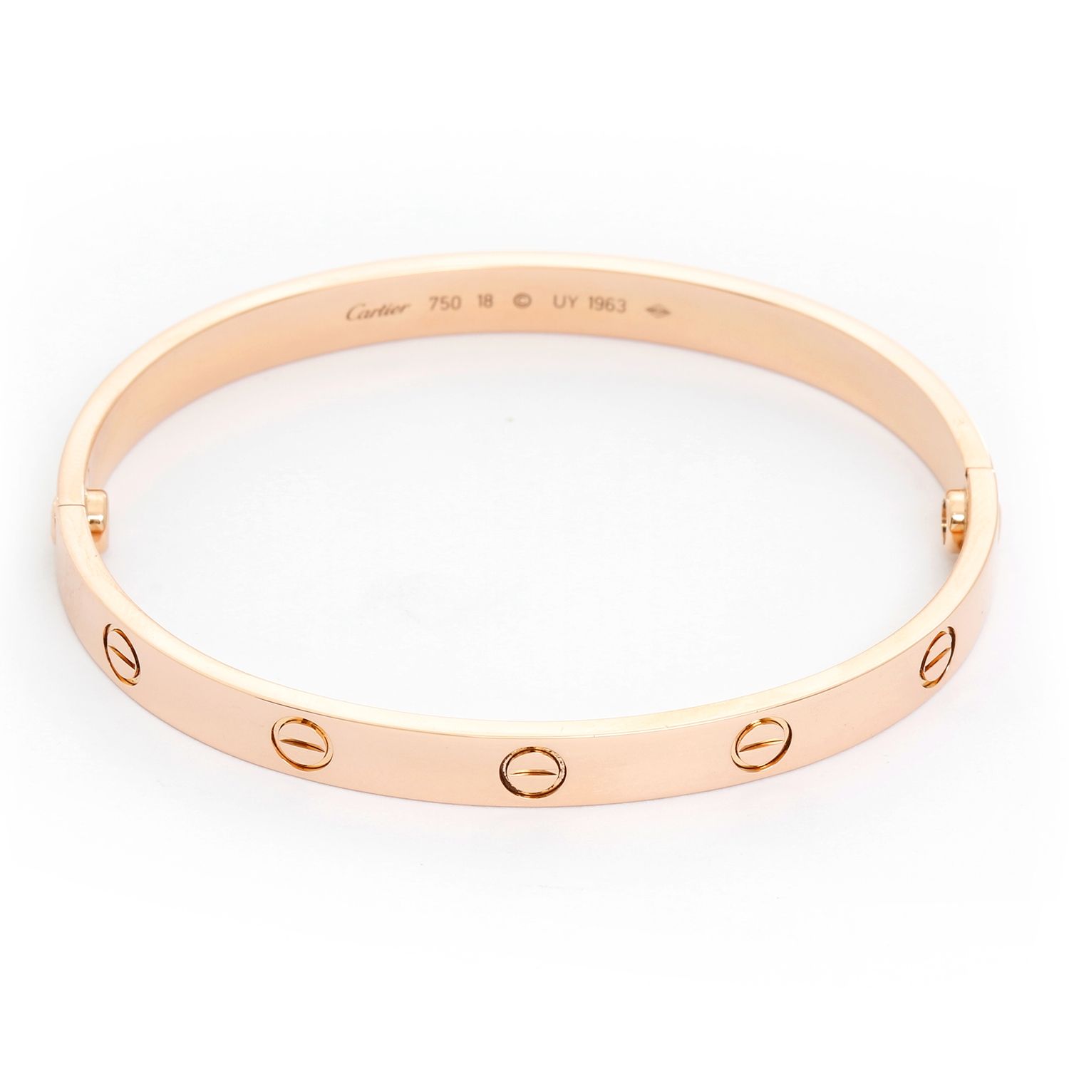 Cartier Love Bracelet 18k Rose Gold Size With Screwdriver